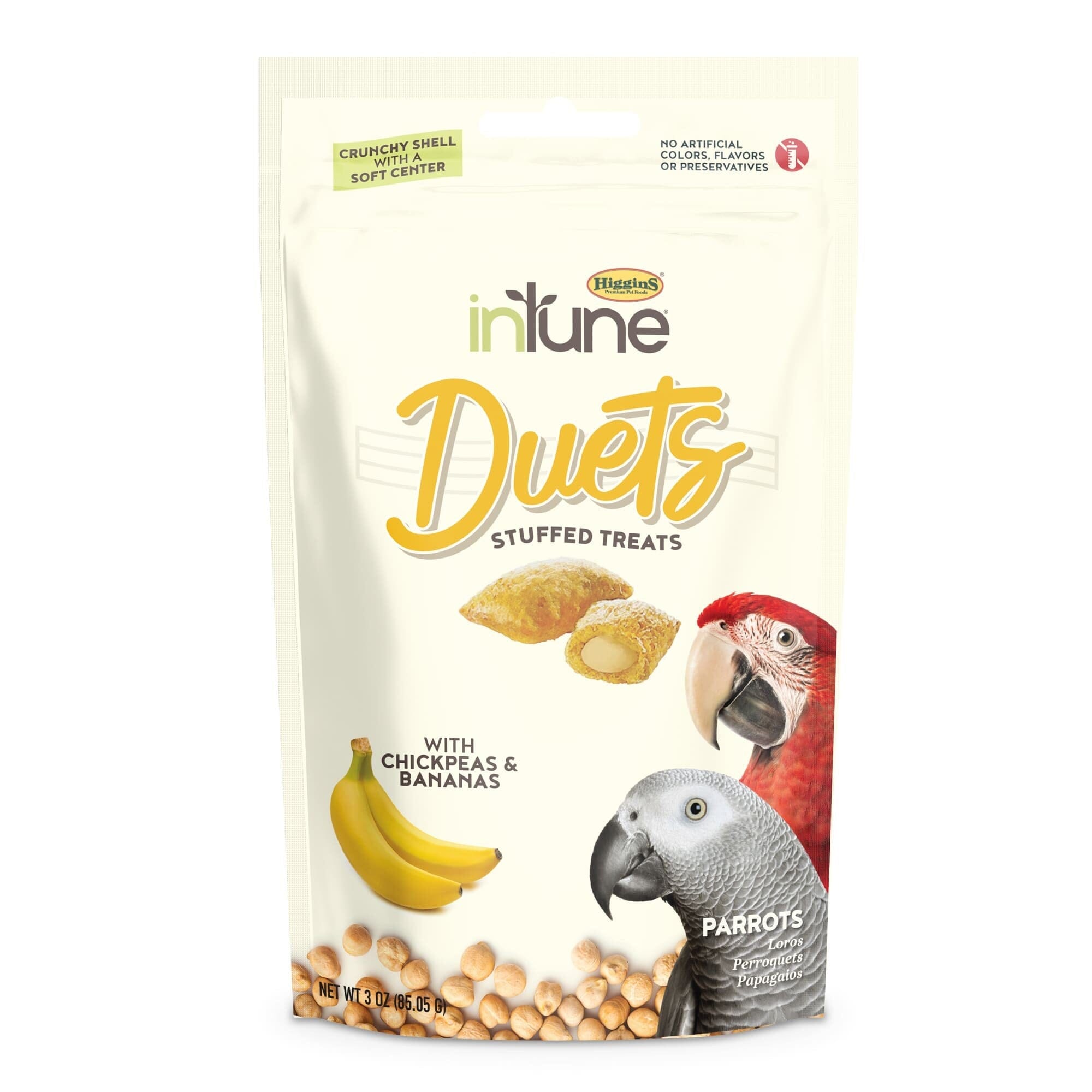 Higgins InTune Duets Stuffed Chikpeas and Banana Parrot Bird Treats - 3 Oz Default Title