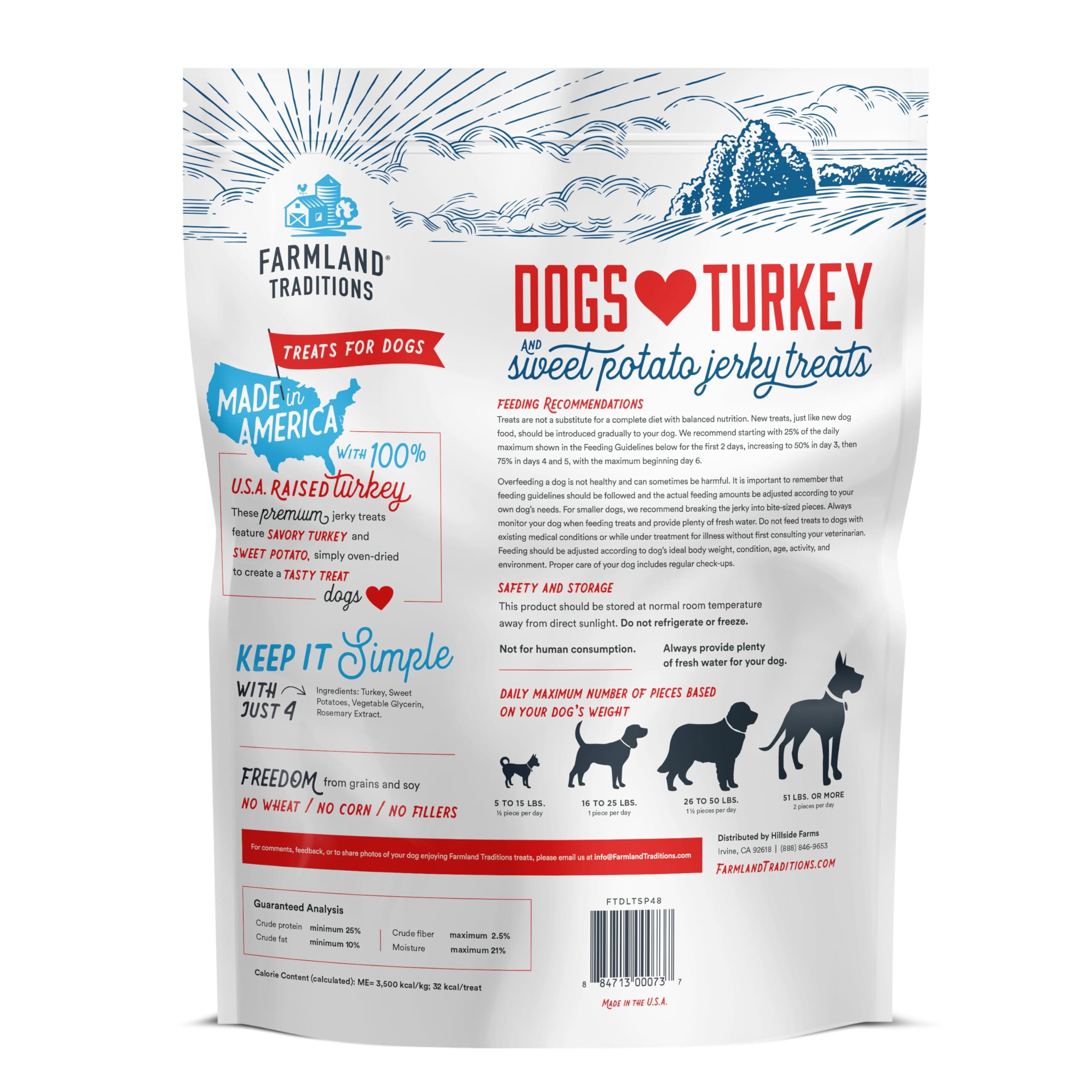 Hillside Farms Farmland Traditions Hillside Farms Dogs Love Turkey and Sweet Potato Jerky Dog Treats - 16 Oz  