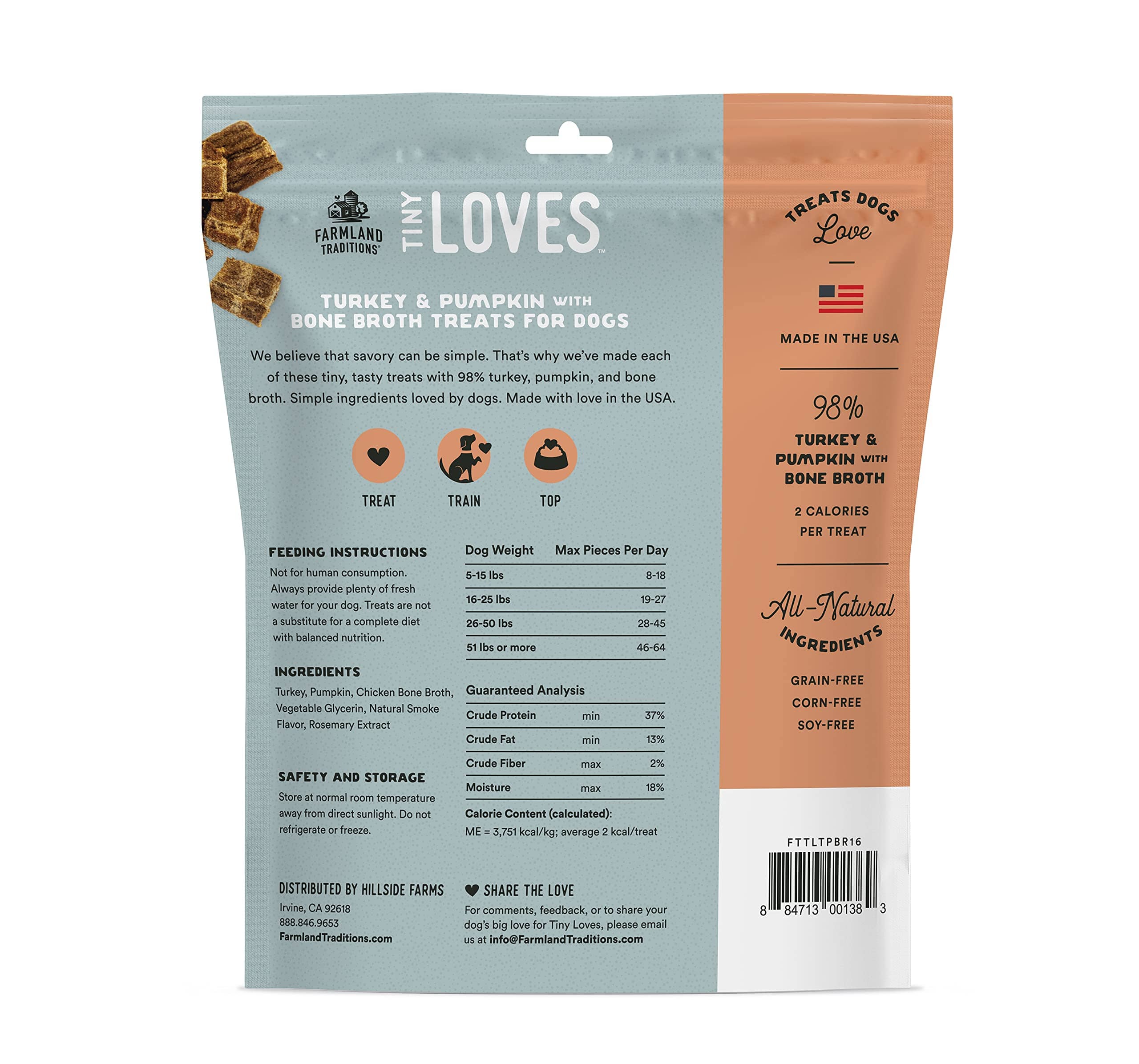 Hillside Farms Farmland Traditions Tiny Loves Turkey and Pumpkin Jerky Dog Treats - 6 Oz  