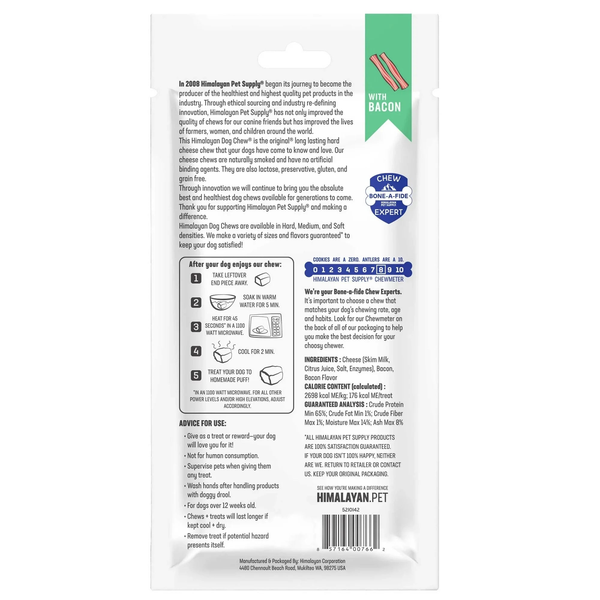 Himalayan Dog Chew Bacon Medium Natural Dog Chews - 2.3 oz Bag (for dogs 35 lbs & under)