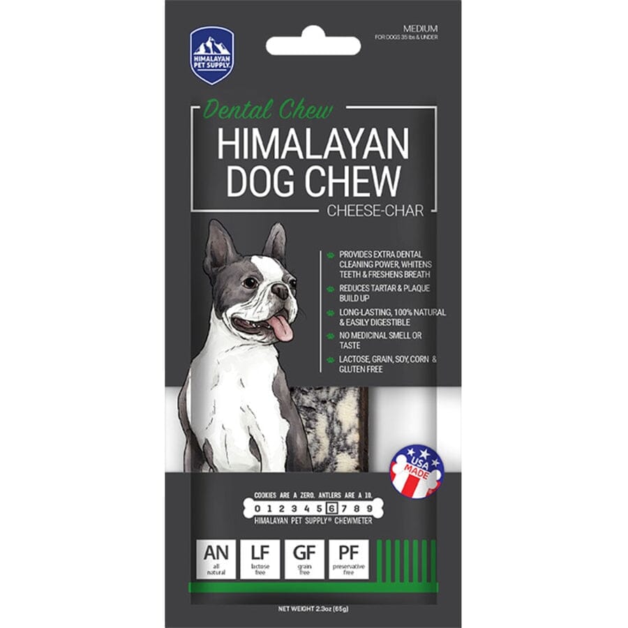 Himalayan Dog Chew Cheese-Char Charcoal and Cheese Flavored Dental Dog Chew - Medium - 2.3 Oz