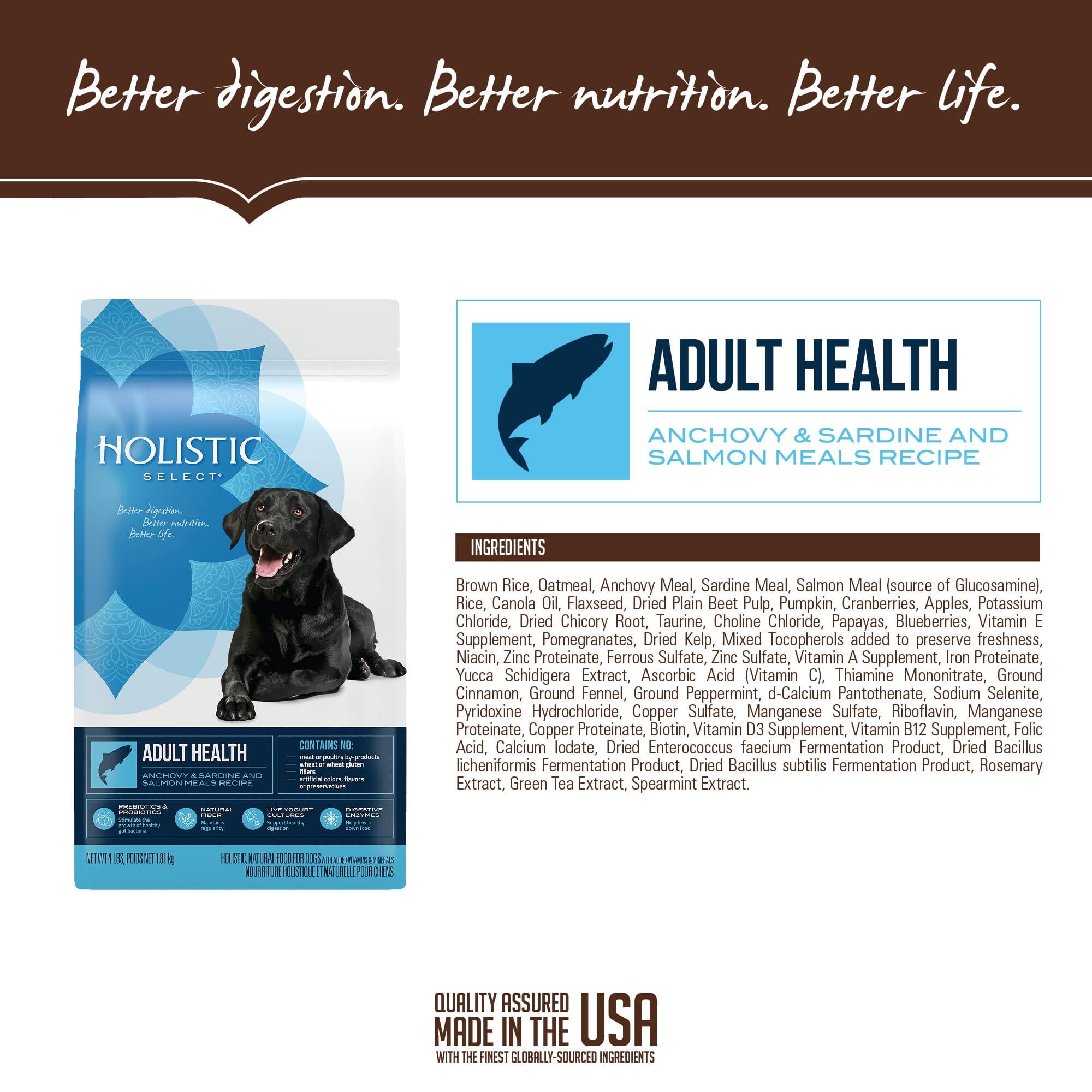 Holistic Select Natural Adult Health Anchovy, Sardine, and Salmon Meal Recipe Dry Dog Food  