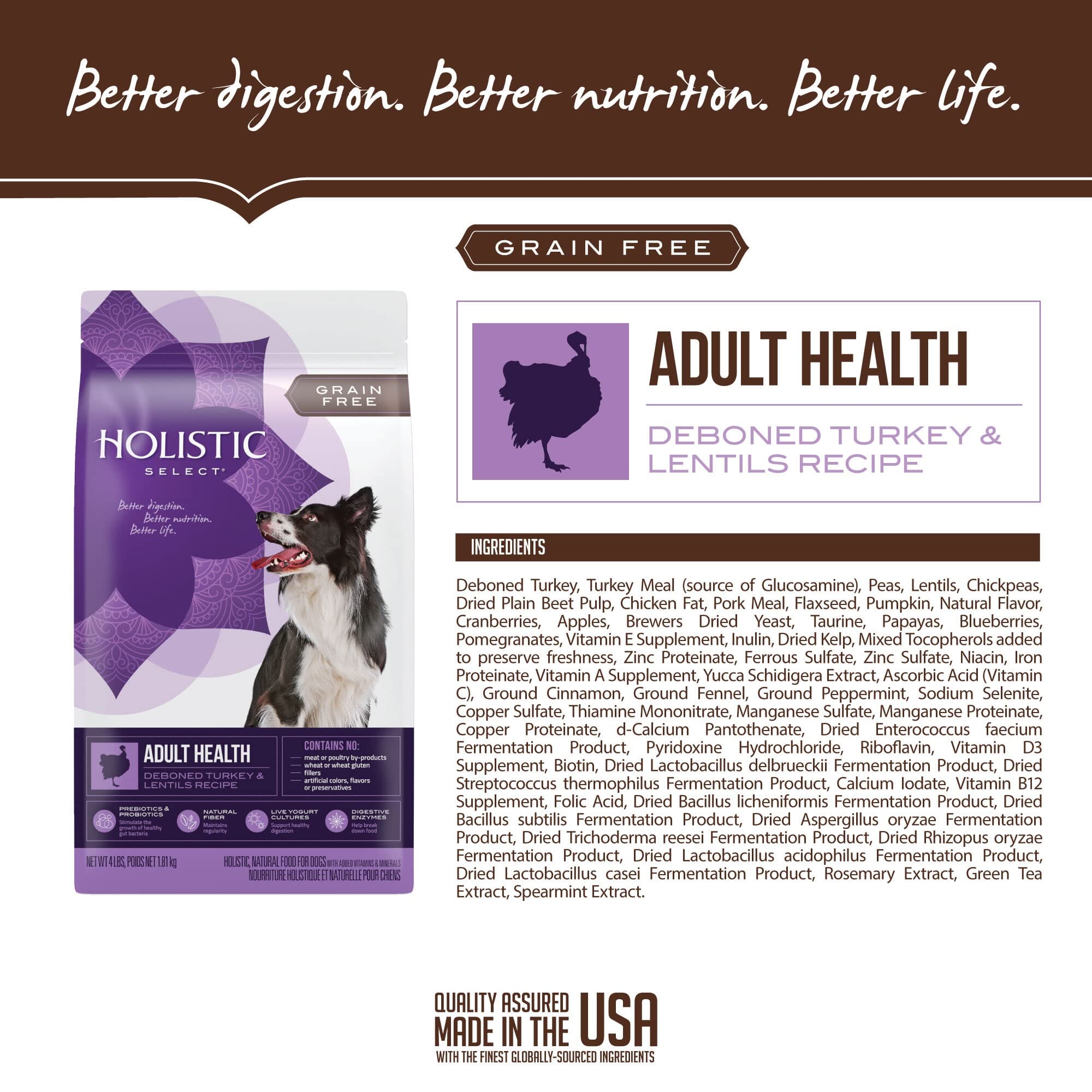 Holistic Select Natural Grain Free Adult Health Deboned Turkey and Lentils Dry Dog Food  