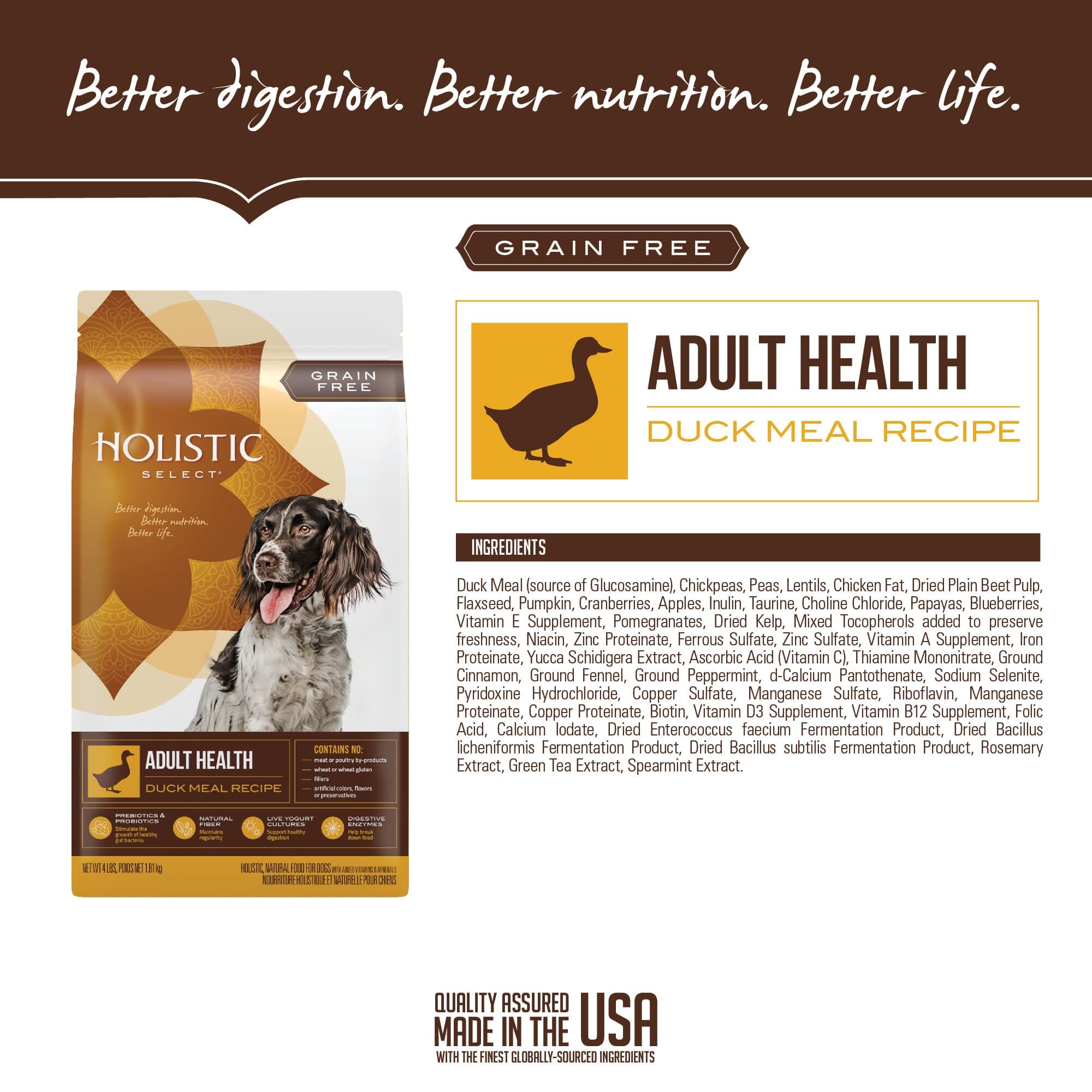 Holistic Select Natural Grain Free Duck Meal Dry Dog Food  