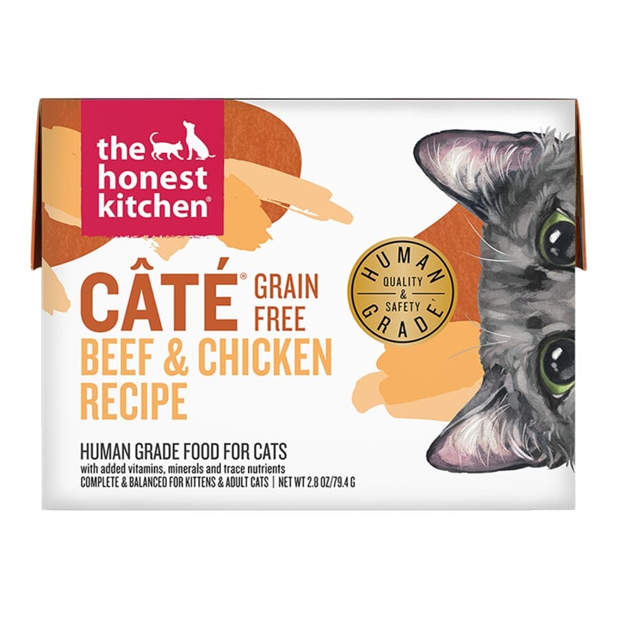 Honest Kitchen Cate Grain-Free Beef and Chicken Pate Wet Cat Food Pouch - 2.8 Oz - Case of 12