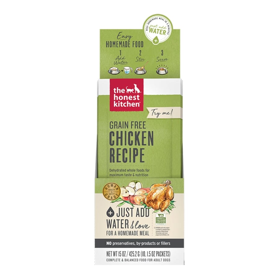 Honest Kitchen Grain-Free Chicken Recipe Dehydrated Dog Food - 1.5 Oz Pouch - 10 Count