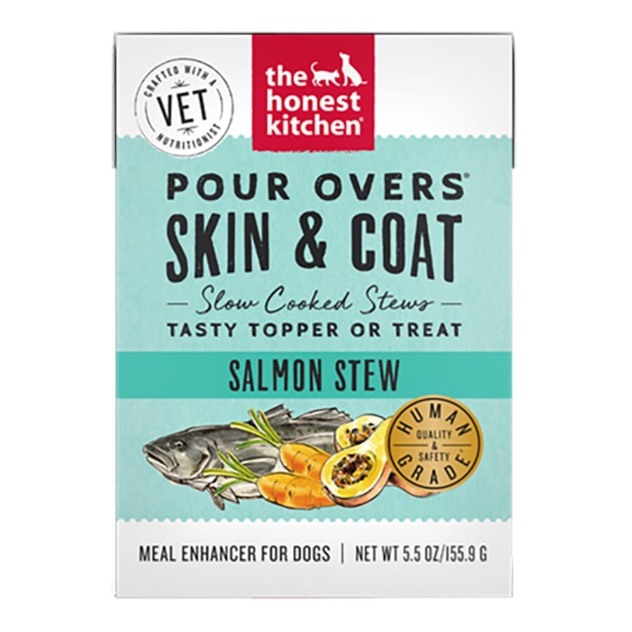 Honest Kitchen Grain-Free Pour Over Skin and Coat Salmon Stew Wet Dog Food Topper - 5.5 Oz - Case of 12