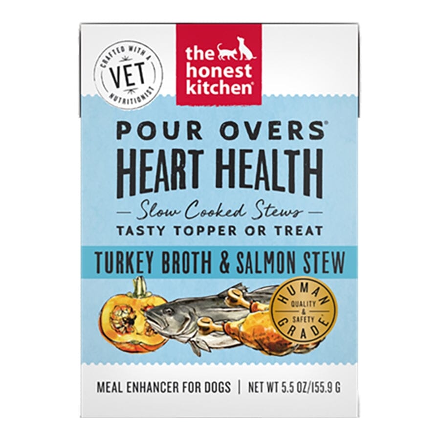 Honest Kitchen Grain-Free Pour Overs Heart Health Turkey and Salmon Stew Wet Dog Food Topper - 5.5 Oz - Case of 12