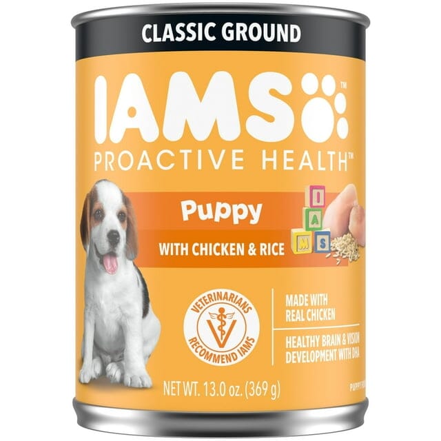 IAMS ProActive Health Ground Dinner Chicken and Rice Puppy Canned Dog Food - 13.2 Oz - Case of 12 Default Title