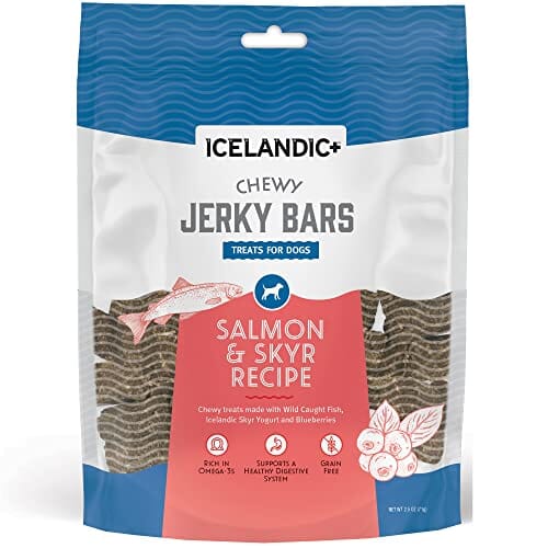 Icelandic+ Chewy Jerky Bars Salmon, Skyr & Blueberries Cat and Dog Jerky Treats - 2.5 Oz