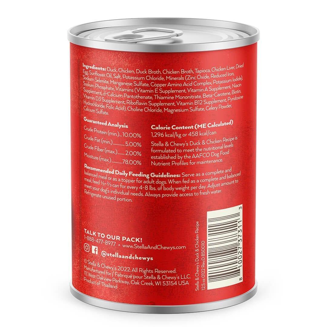 Stella & Chewy's Gourmet Pate Duck and Chicken Canned Dog Food - 12.5 Oz - Case of 12