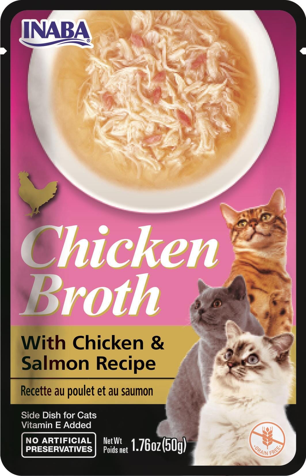 Inaba Chicken Broth Side Dish for Cats Cat Treats - Chicken and Salmon - 1.76 Oz - 6 Pack  