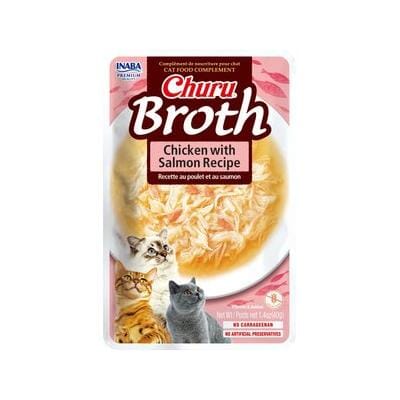 Inaba Churu Chicken and Salmon Broth Wet Cat Food Trays - 1.4 Oz - Case of 6
