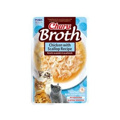 Inaba Churu Chicken and Scallops Broth Wet Cat Food Trays - 1.4 Oz - Case of 6