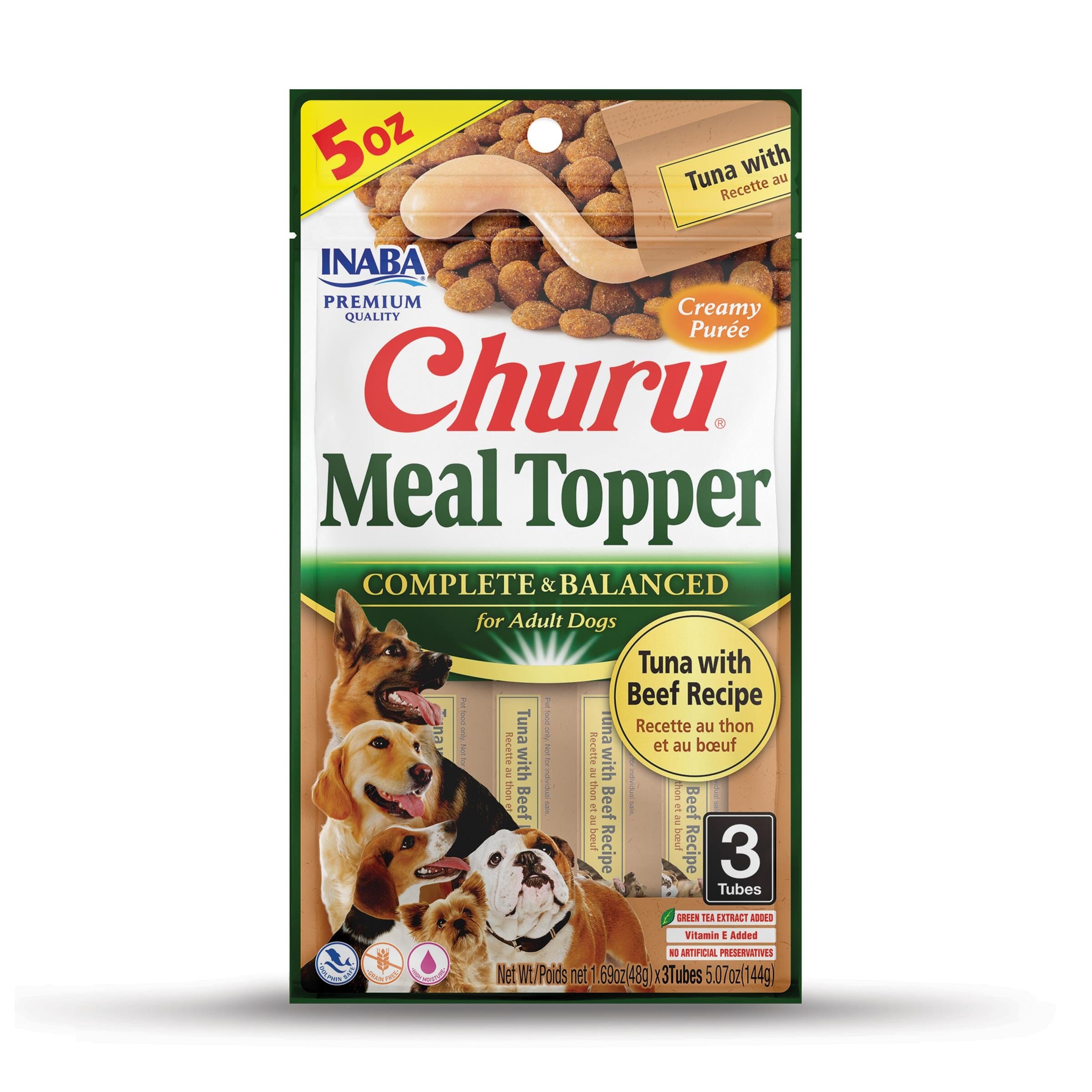 Inaba Churu Complete and Balanced Chicken and Cheese Dog Food Meal Topper Pouch 1.69 Oz - 3 Pack - Case of 6