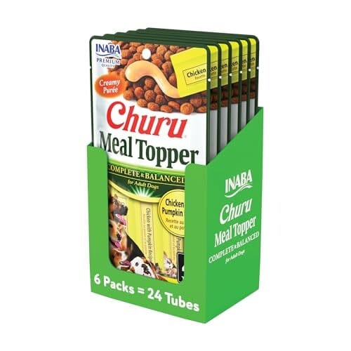 Inaba Churu Complete and Balanced Chicken and Pumpkin Dog Food Meal Topper Pouch 0.5 Oz - 4 Pack - Case of 6