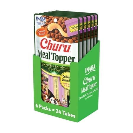 Inaba Churu Complete and Balanced Chicken and Salmon Dog Food Meal Topper Pouch 0.5 Oz - 4 Pack - Case of 6