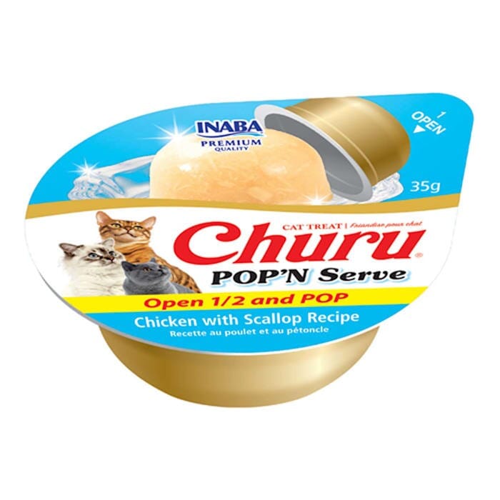 Inaba Churu Pop N' Serve Chicken and Scallops Jelly Cups Cat Treats with Vitamin E and Taurine - 2.4 Oz - 4 Pack Default Title