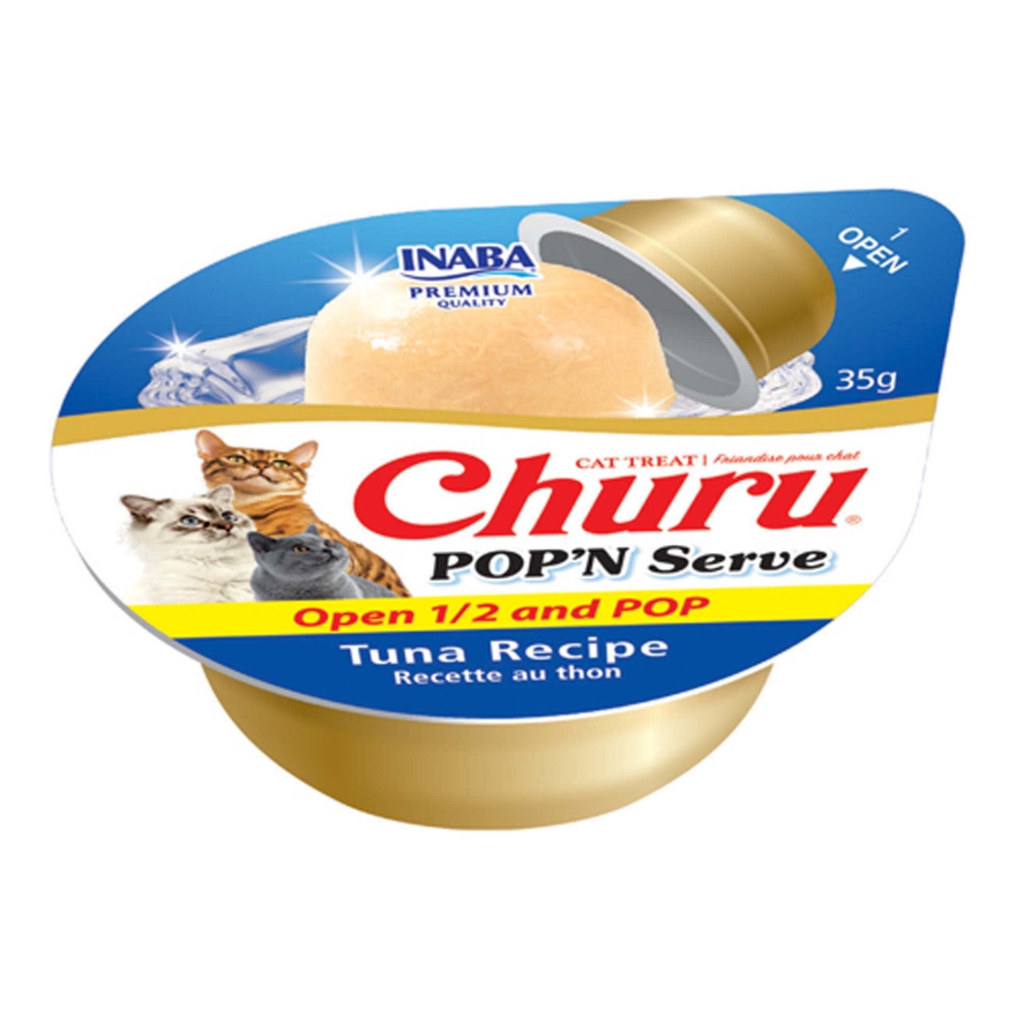 Inaba Churu Pop N' Serve Tuna Jelly Cups Cat Treats with Vitamin E and Taurine - 2.4 Oz - 4 Pack