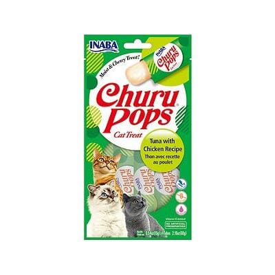 Inaba Churu Pops Cat Treats - Tuna and Chicken - .54 Oz - 4 Pack - 6 Pack