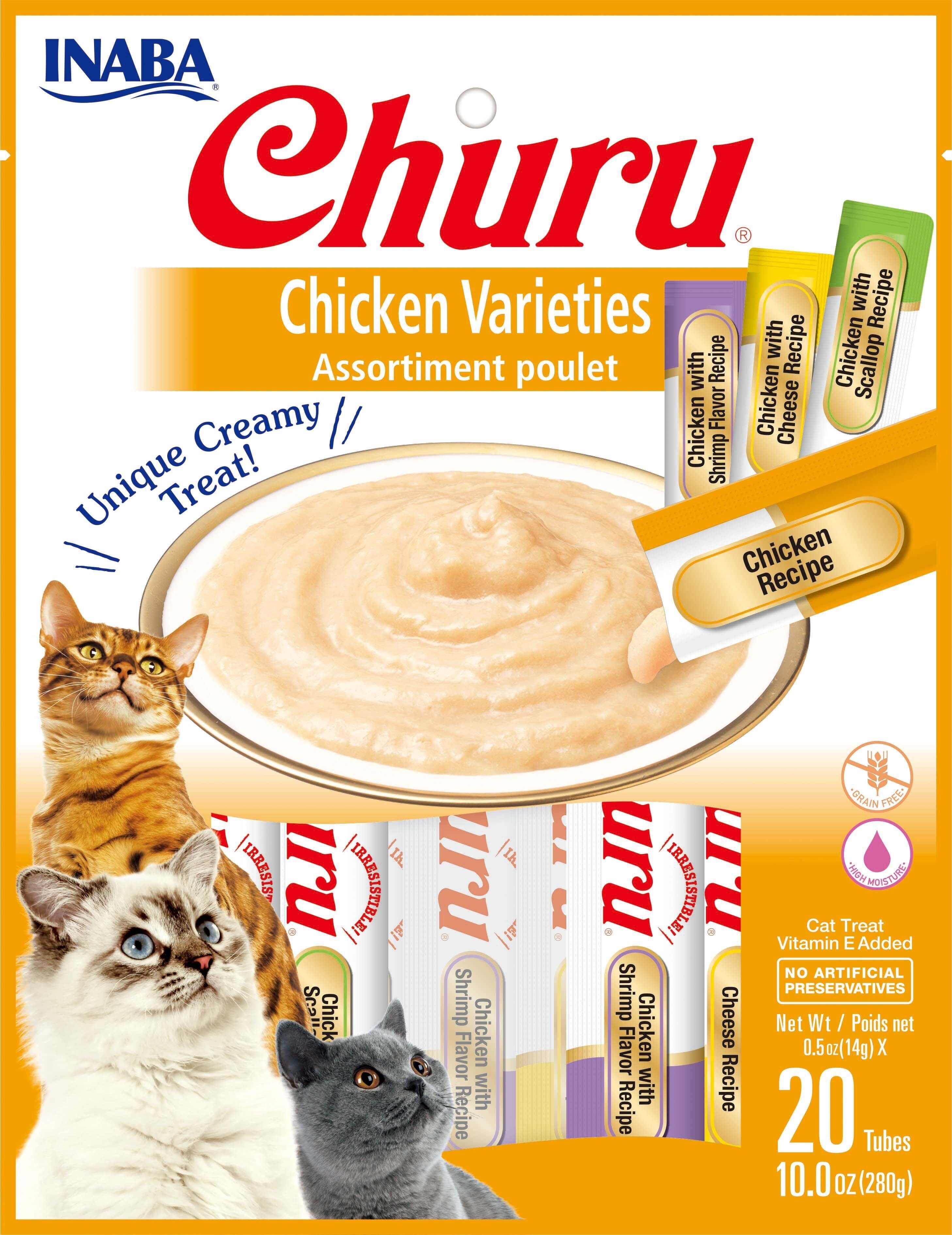 Inaba Churu Puree Cat Treats Variety Pack Cat Treats - Chicken - .5 Oz - 20 Pack  