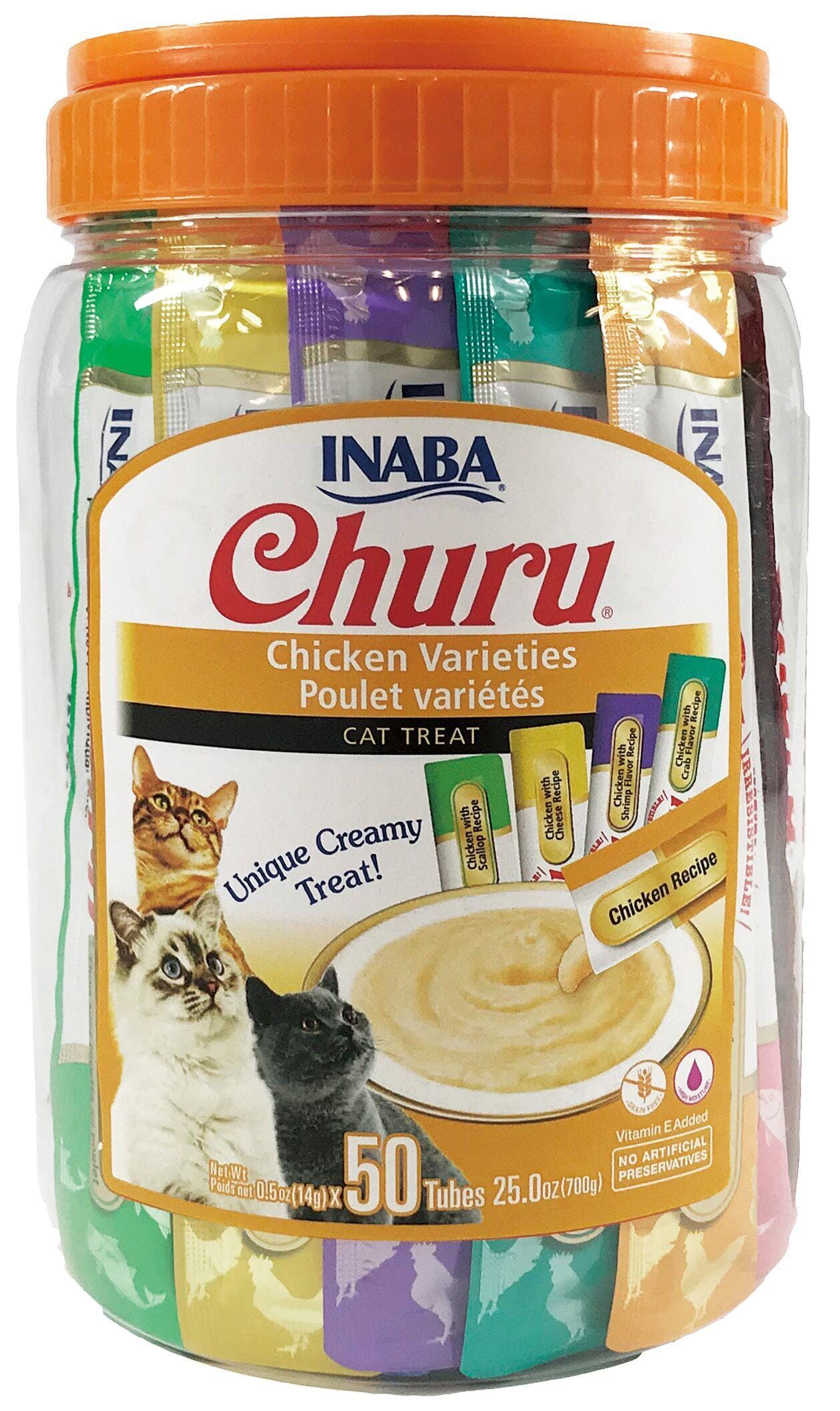 Inaba Churu Puree Cat Treats Variety Pack Cat Treats - Chicken - .5 Oz - 50 Pack  