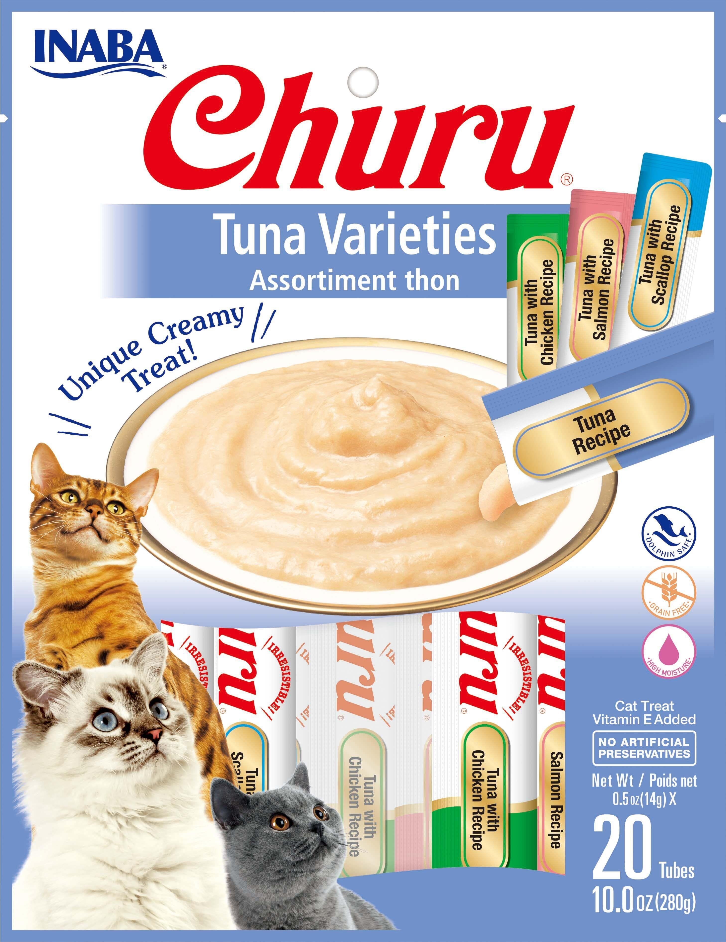 Inaba Churu Puree Cat Treats Variety Pack Cat Treats - Tuna - .5 Oz - 20 Pack  