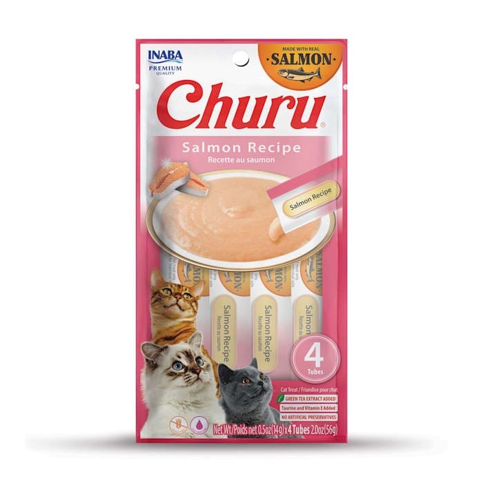 Inaba Churu Salmon Puree Lickable Cat Treats - .5 Oz - 4 Pack - Case of 6 Default Title