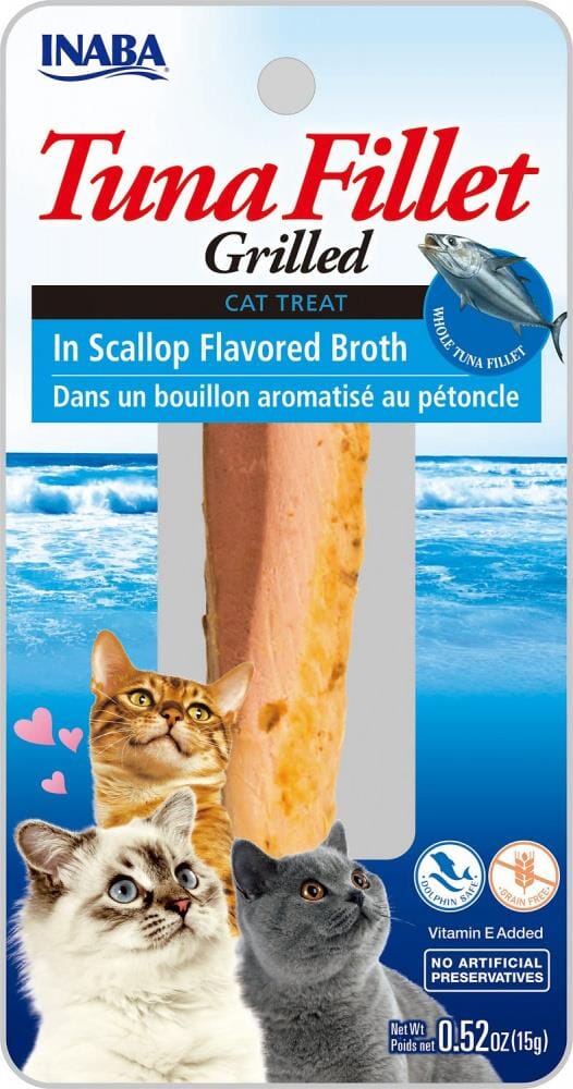 Inaba Tuna Fillet Grilled with Flavored Broth Cat Treats - Scallop - .52 Oz - 6 Pack  