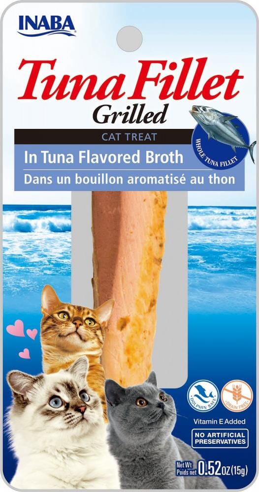 Inaba Tuna Fillet Grilled with Flavored Broth Cat Treats - Tuna - .52 Oz - Case of 6  