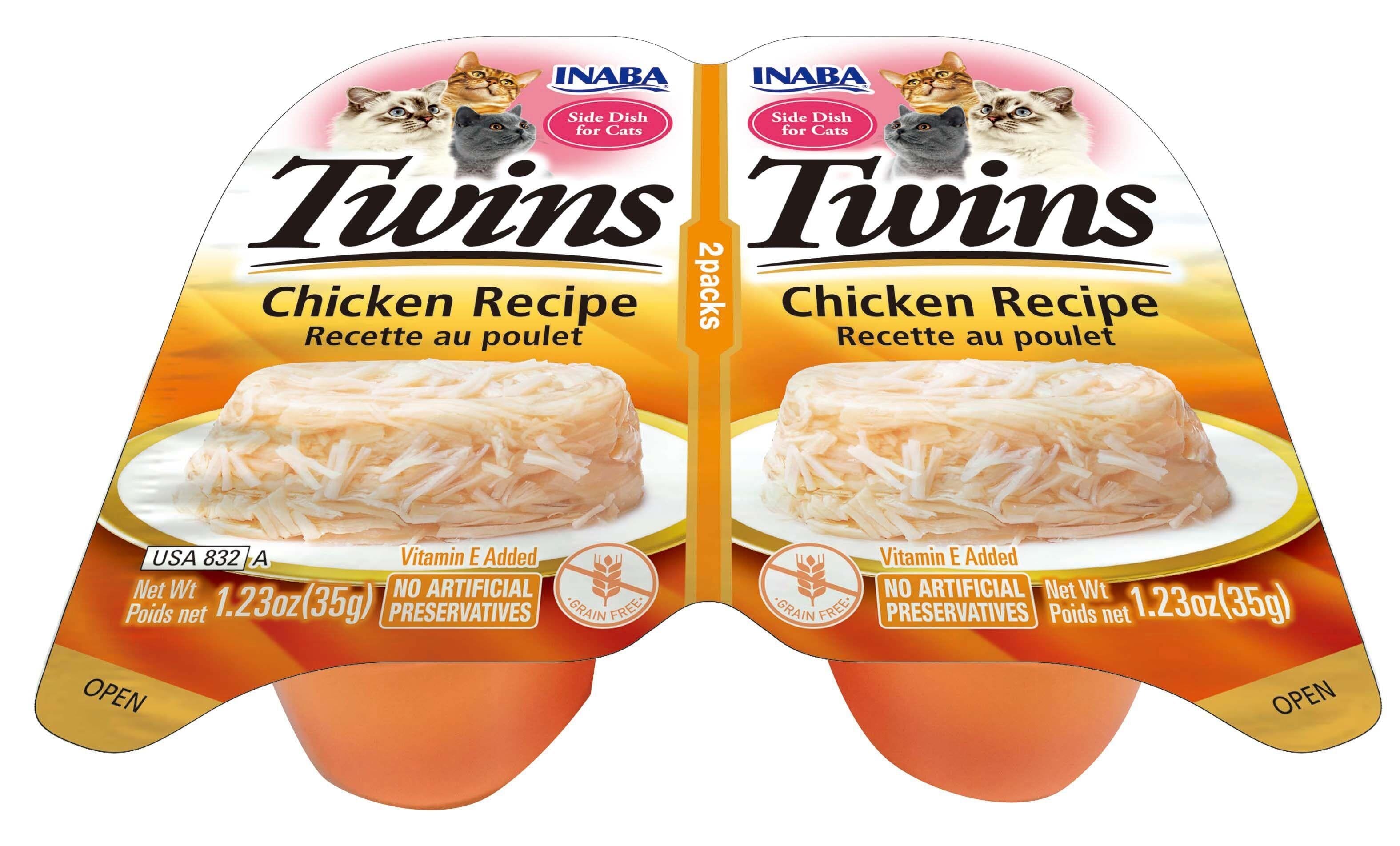 Inaba Twins Side Dish for Cats Cat Treats - Chicken - 1.23 Oz - 2 Pack - Case of 6  