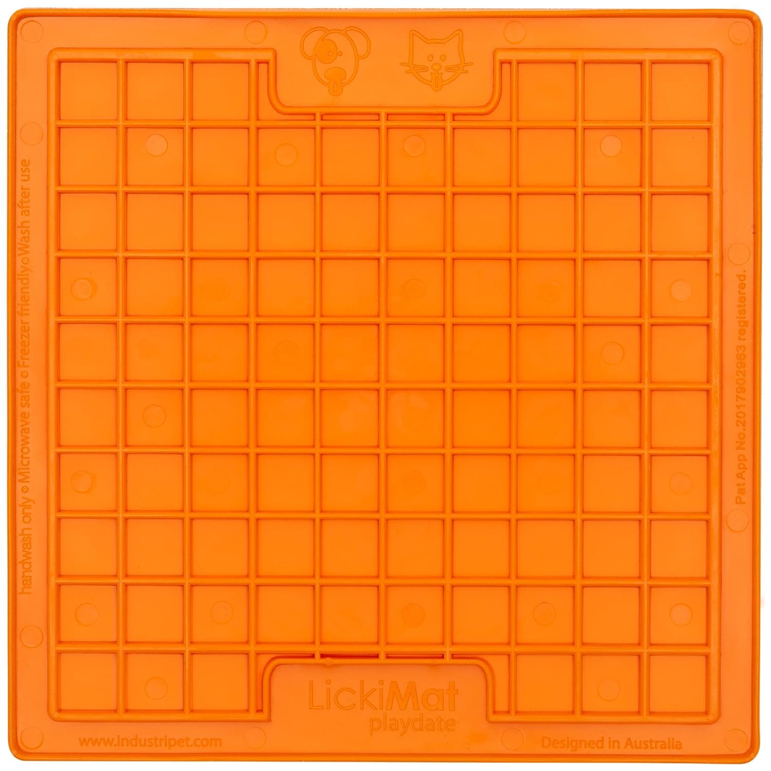 Innovative Pet Lickimat Classic Playdate Slow Feeding Mat for Cats and Puppies - Orange  