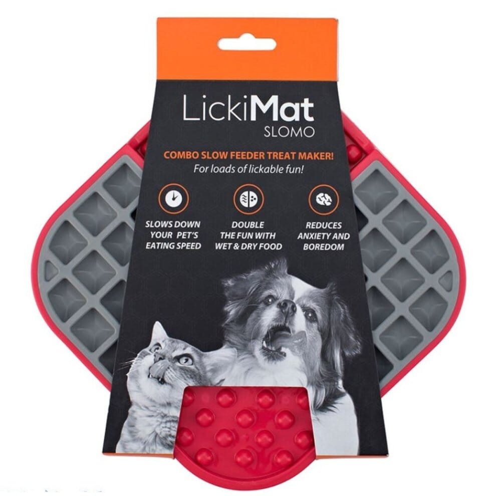 Innovative Pet Lickimat Slowmo Combo Slow Feeding Mat for Dogs - Red
