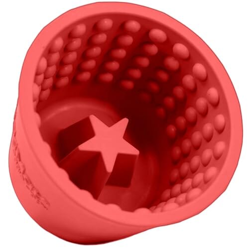 Innovative Pet Lickimat Yoggie Pot Slow Feeding Rubber Dog Bowl or Pot Red