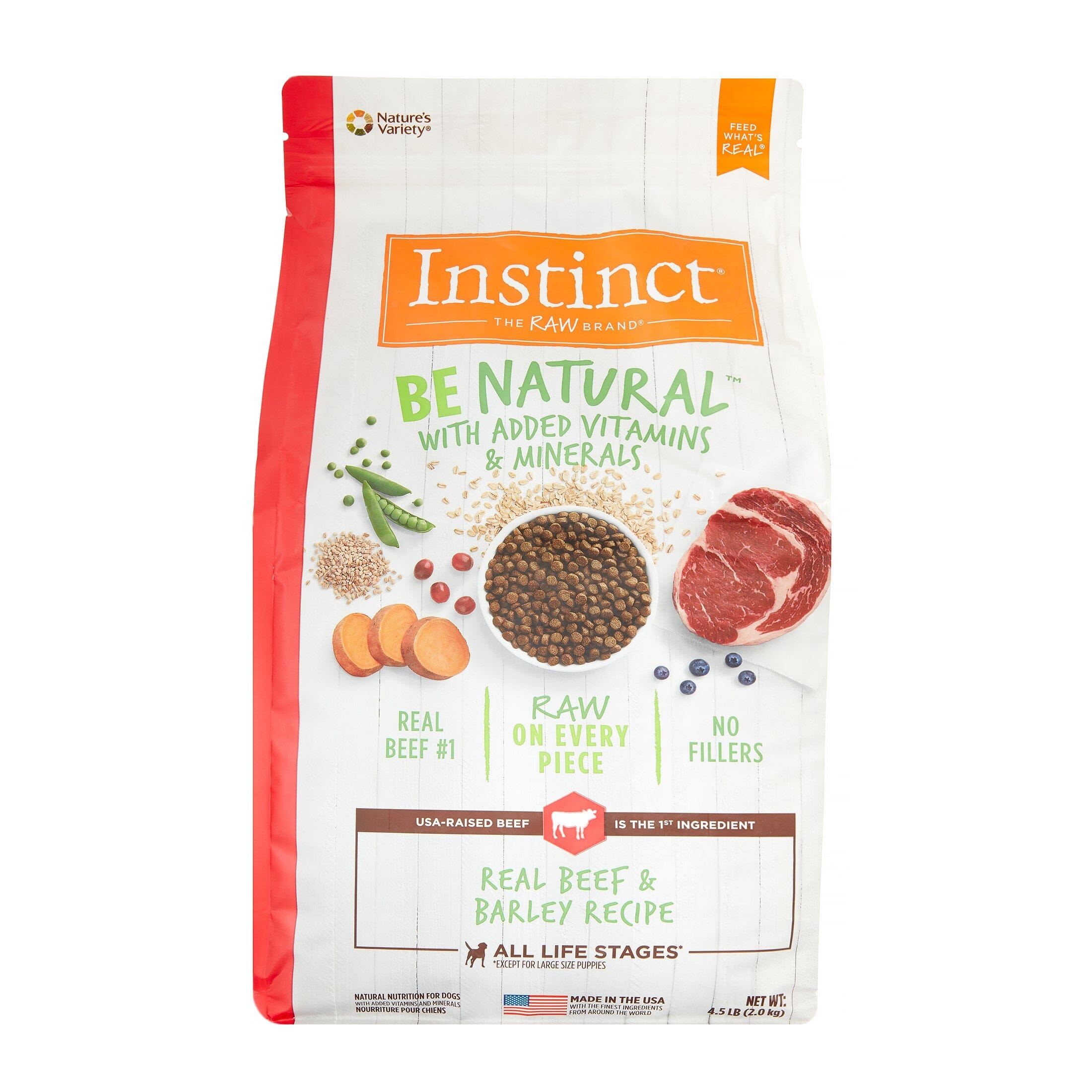 Instinct Be Natural Beef and Barley with Vitamins and Minerals Dry Dog Food - 4.5 Lbs Default Title