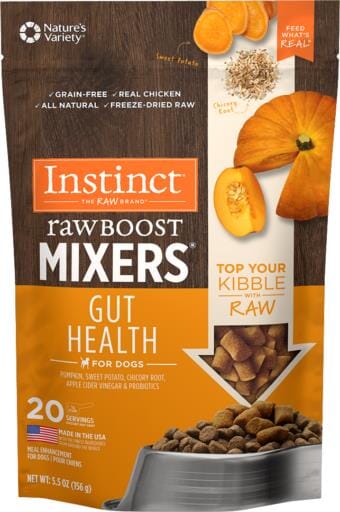 Instinct Grain Free Freeze Dried Raw Boost Mixers Gut Health Recipe Dog Food Topper  