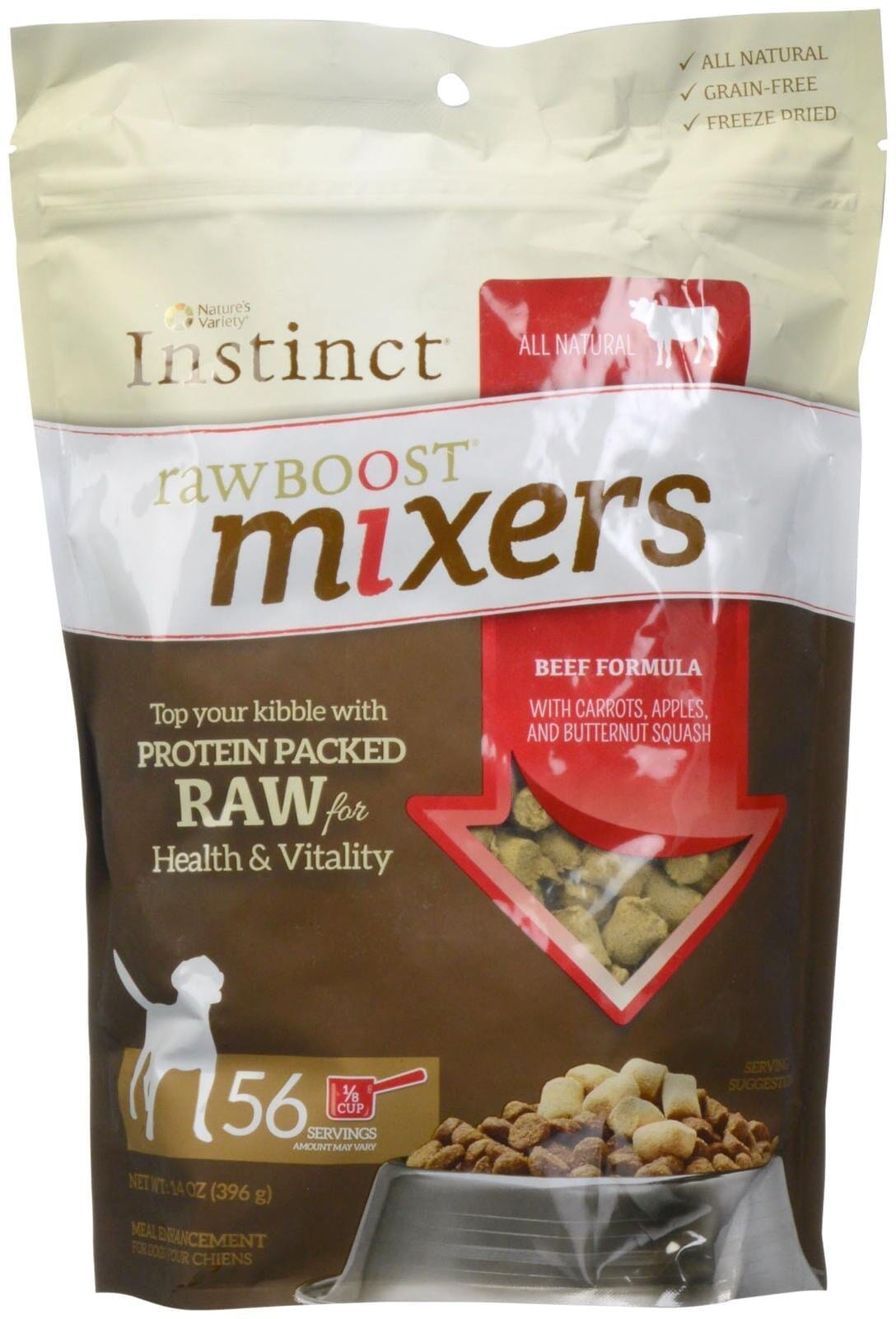 Instinct Raw Boost Mixers Grain Free Beef Formula Freeze Dried Dog Food Topper  