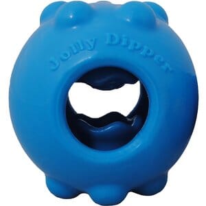 Jolly Pets Jolly Dipper Treat Dispensing Rubber Fetch Dog Toy - Blue Large - 4 Inch