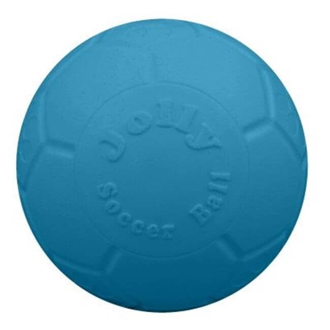 Jolly Pets Soccer Ball Puncture-Proof Chew and Fetch Floating Dog Toy Blue Large - 8 Inch