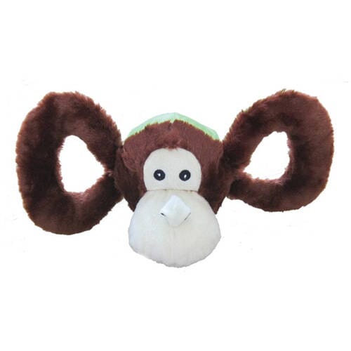Jolly Pets Tug-A-Mals Monkey Plush Tug and Squeak Dog Toy Small