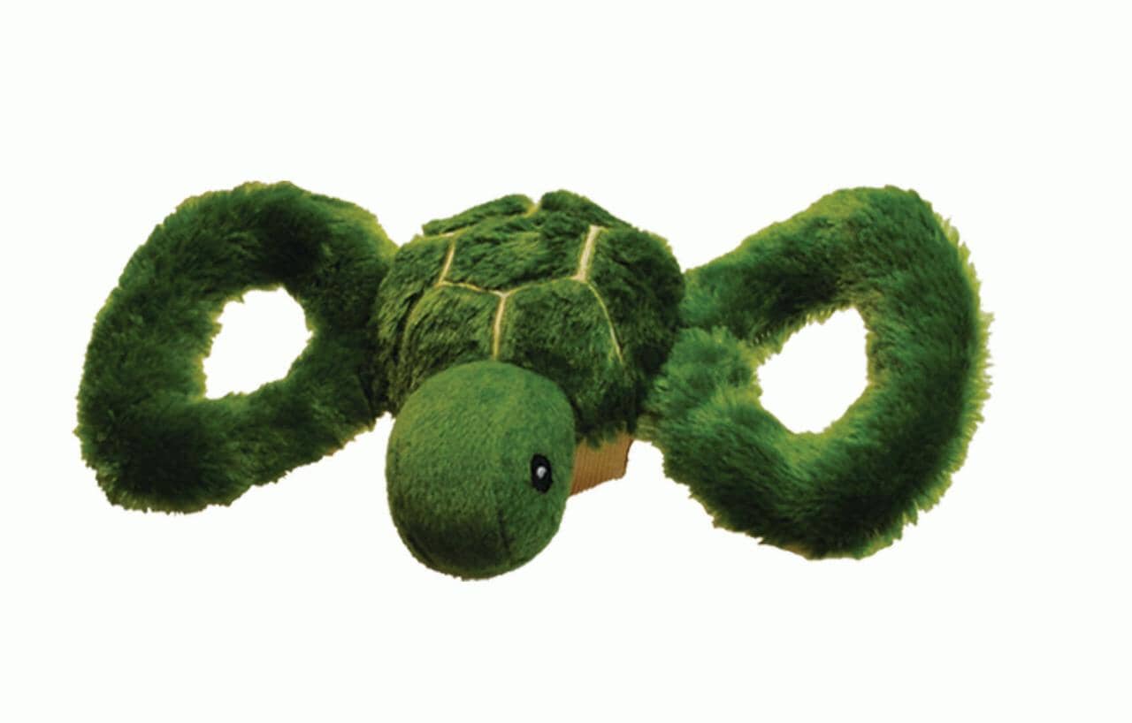 Jolly Pets Tug-A-Mals Turtle Plush Tug and Squeak Dog Toy Medium