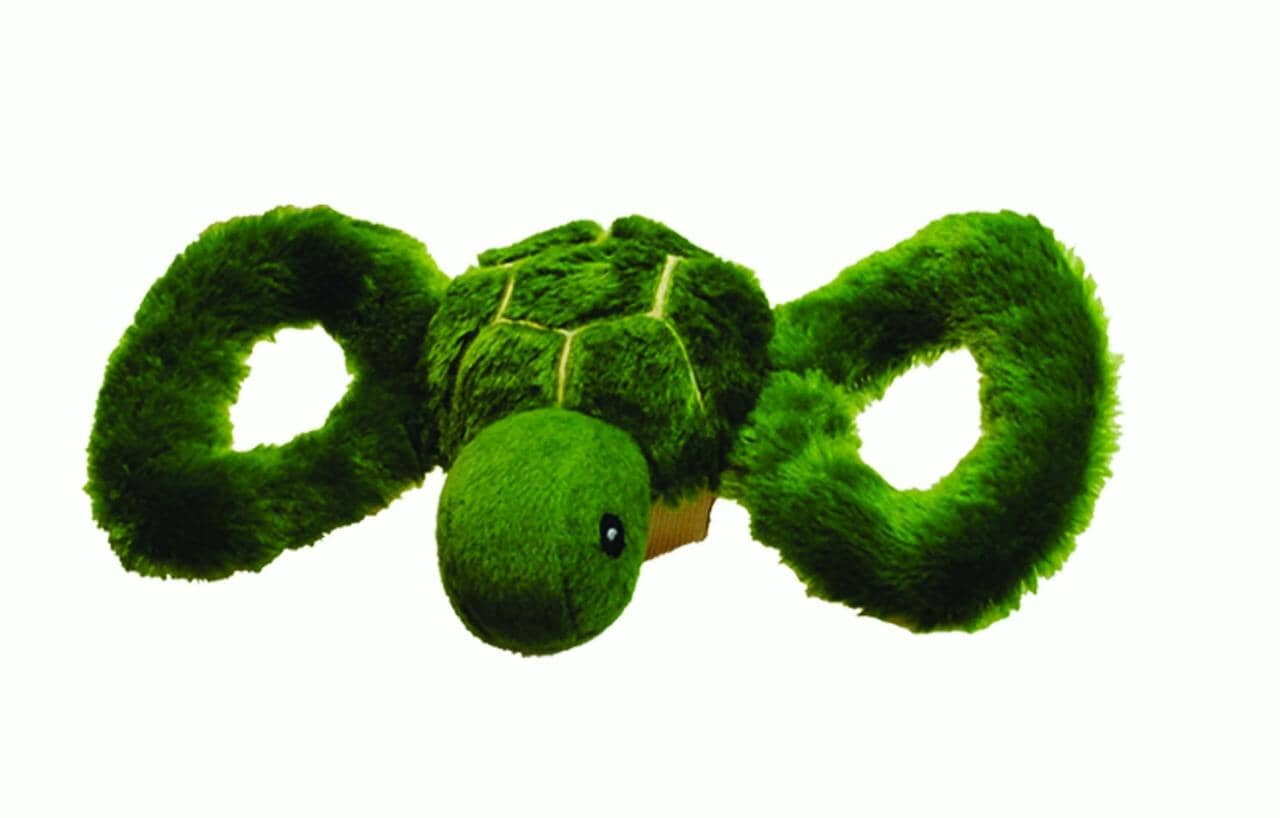 Jolly Pets Tug-A-Mals Turtle Plush Tug and Squeak Dog Toy Small