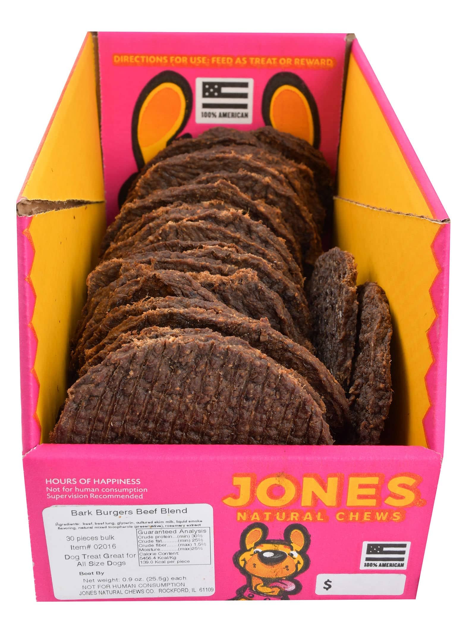 Jones Natural Chews Bark Burgers Chicken Blend Natural Dog Chews  - 30 Count  