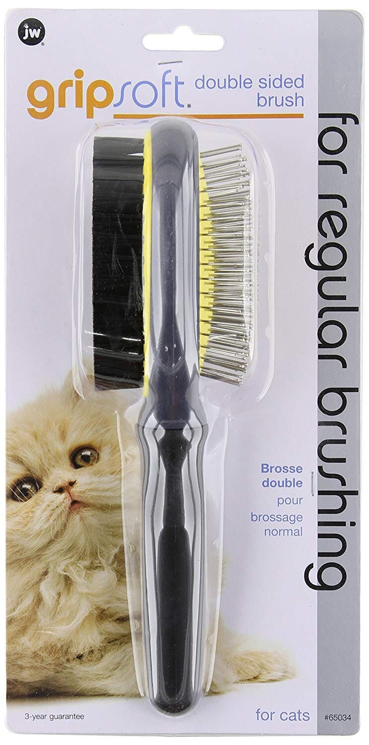 JW Pet GripSoft Double Sided Grooming Cat Brush  