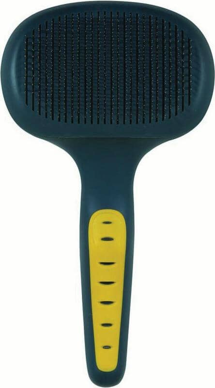 JW Pet GripSoft Grooming Self-Cleaning Dog Slicker Brush - Gray/Yellow - Large Default Title