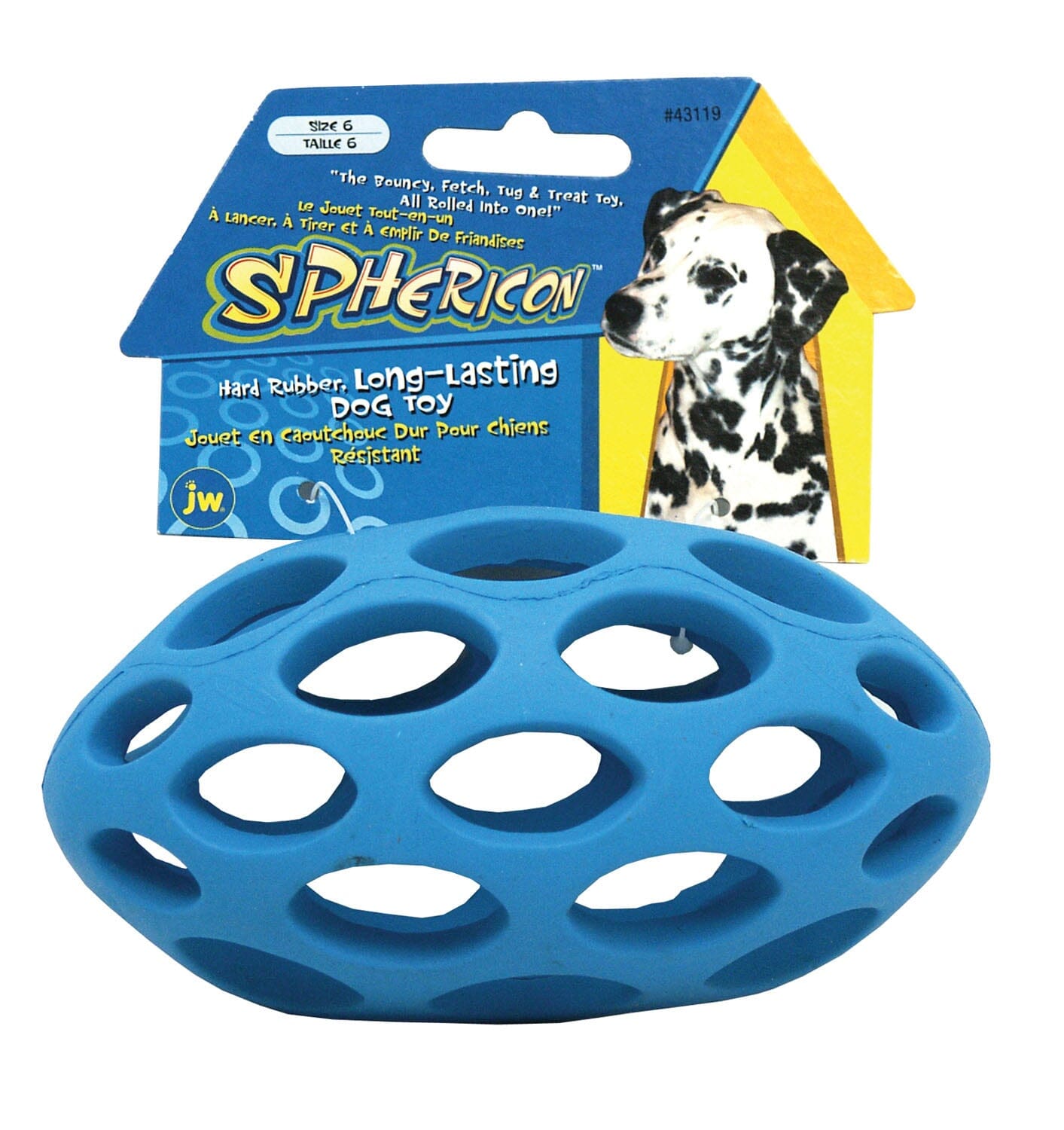 JW Pet HOL-EE Football Puzzle Fetch and Tug Chew Rubber Dog Toy - Assorted Color Medium