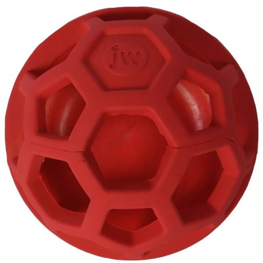 JW Pet HOL-EE Treat N' Squeak Ball Treat-Inserting Squeak and Fetch Rubber Dog Toy - Assorted Color - Medium Default Title