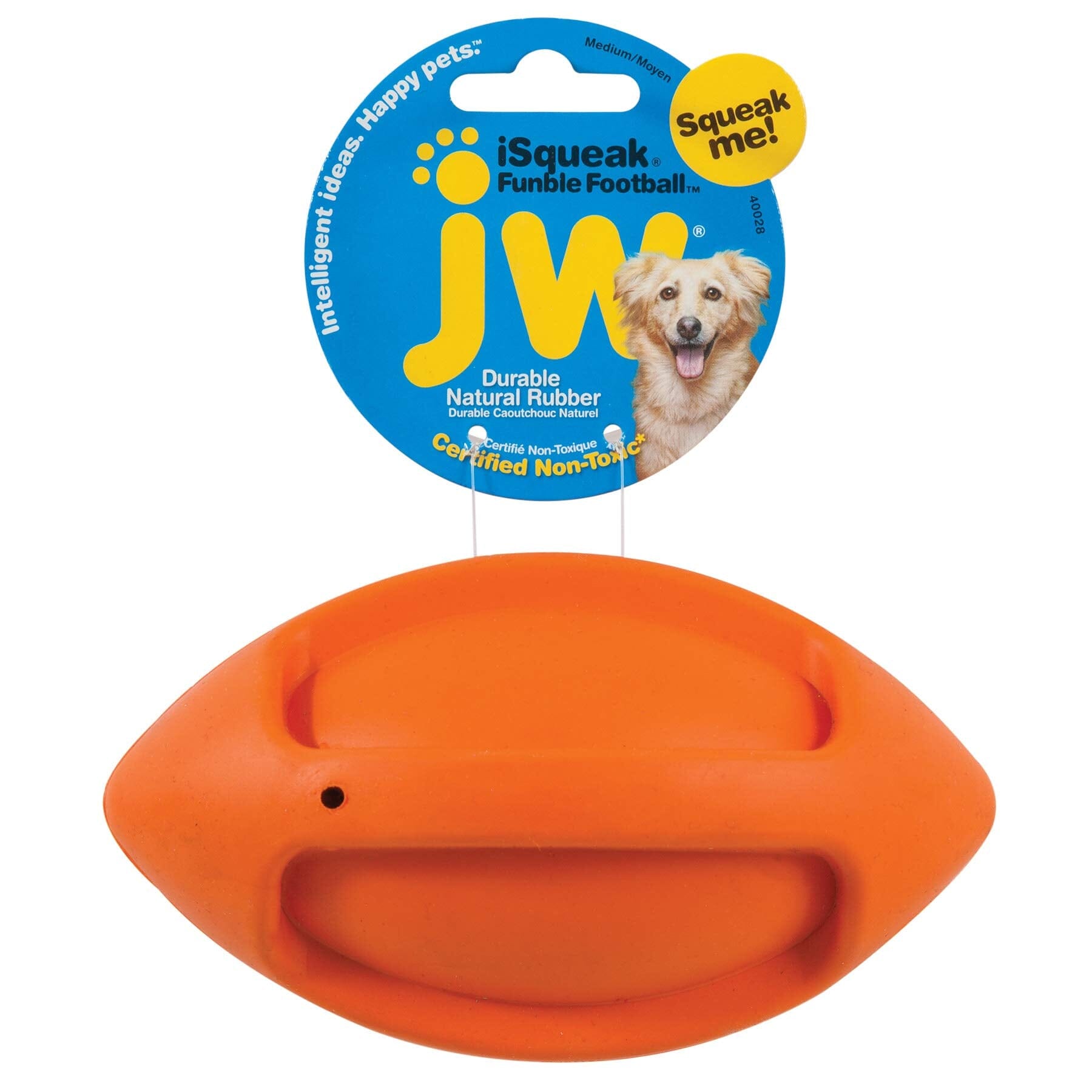 JW Pet iSqueak Funble Football Fetch Dog Toy - Medium  