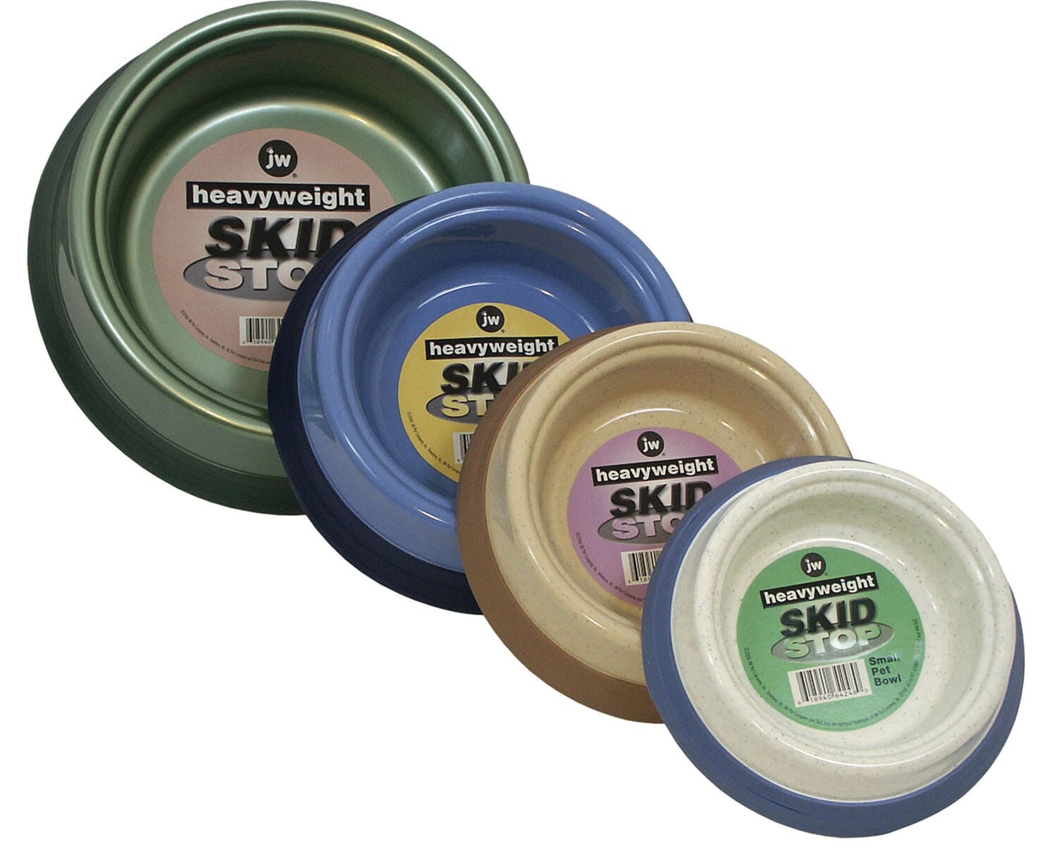 JW Pet SkidStop Heavyweight Durable Plastic and Anti-Skid Rubber Pet Bowl - Assorted Color Large