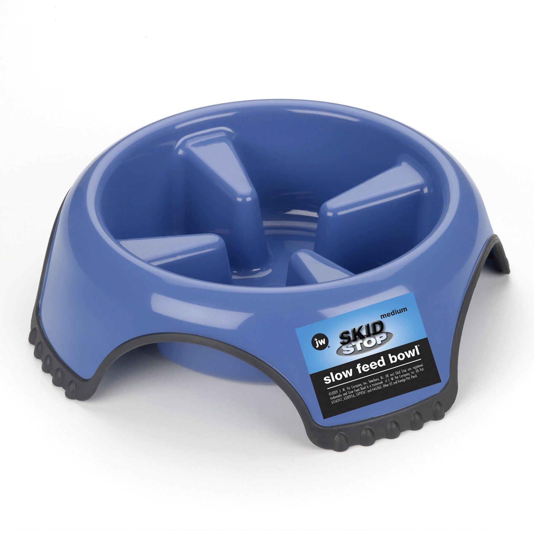 JW Pet SkidStop Slow-Feeding Durable Plastic and Anti-Skid Rubber Pet Bowl - Assorted Color Medium